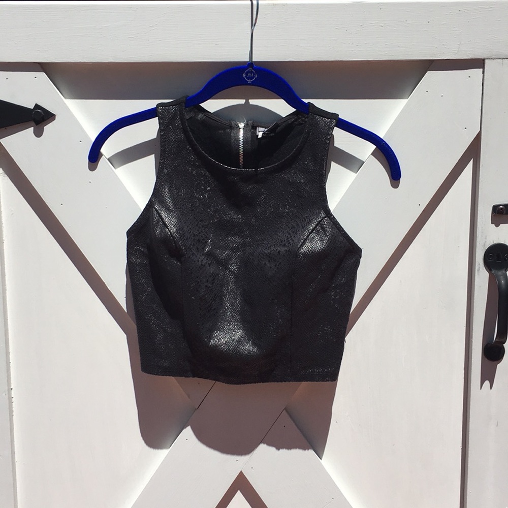 Black Snakeskin Crop Top
